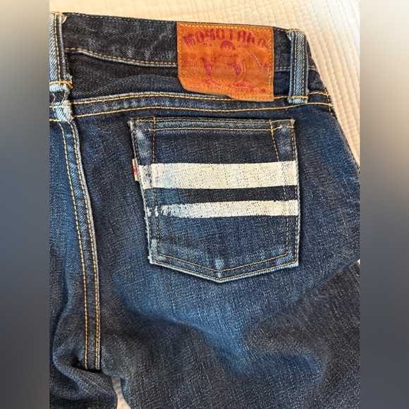 Momotaro dark wash White Warrior Stripe pocket sz 28 - Picture 5 of 16